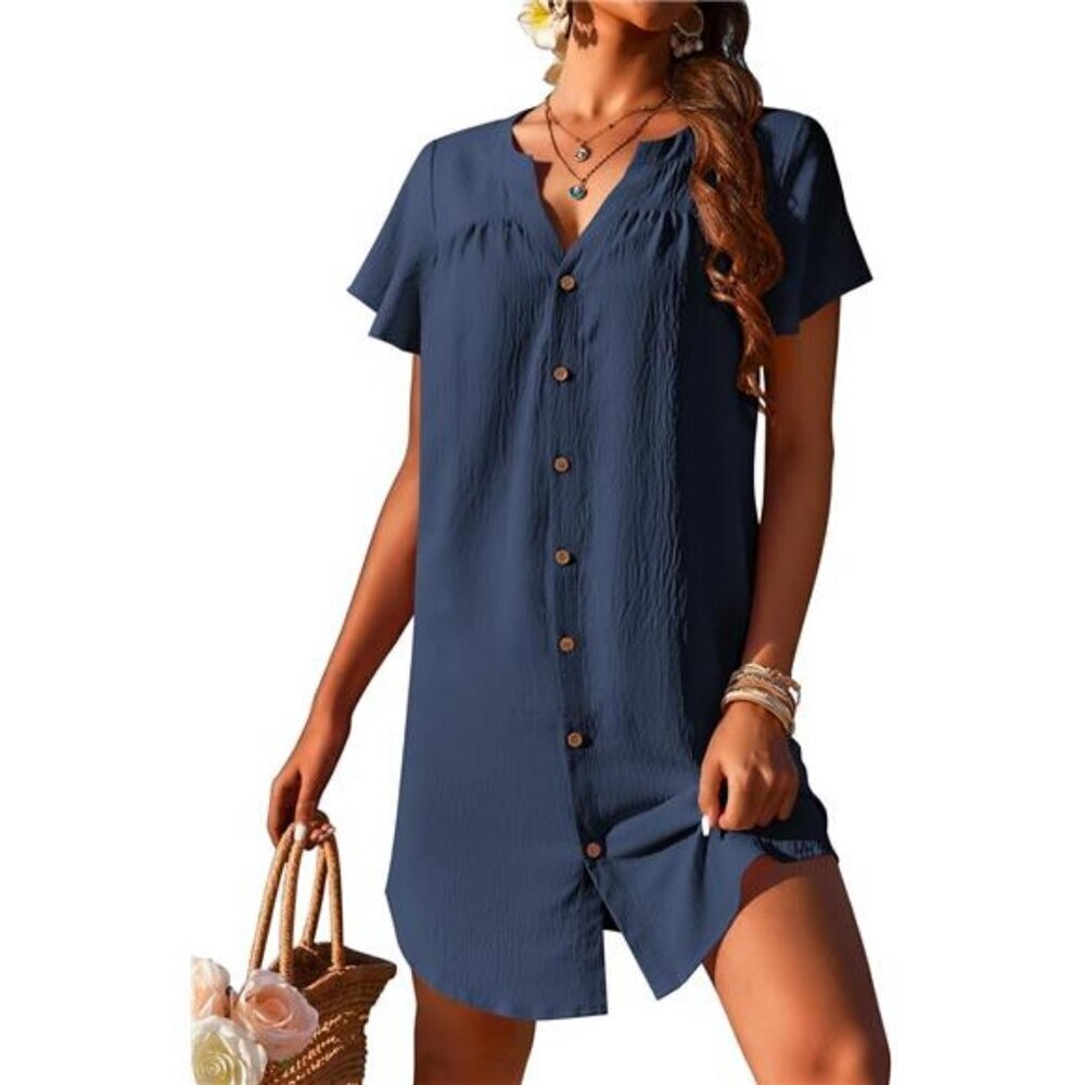 Women's Swimsuit Coverup Button Down Bathing Suit Cover Ups Loose Cover